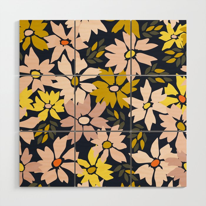 Garden time - bold floral pattern Wood Wall Art Gallery Image 1
