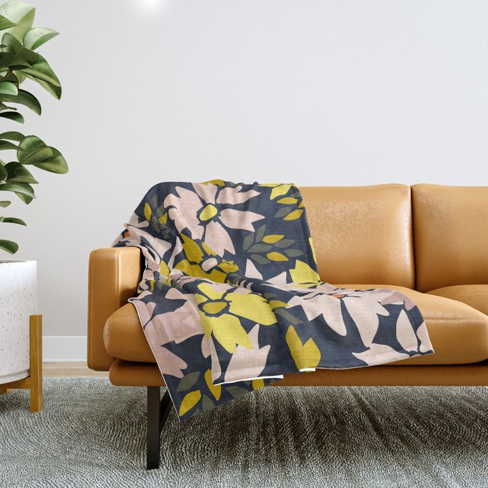 Garden time - bold floral pattern Throw Blanket Gallery Image 1