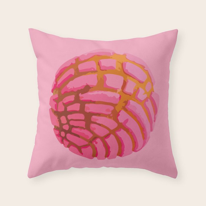 Pink concha bread mexican concha pan dulce mexican food lover Throw Pillow Gallery Image 6