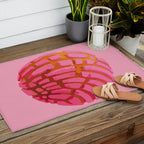 Pink concha bread mexican concha pan dulce mexican food lover Outdoor Rug Gallery Image 2