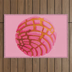 Pink concha bread mexican concha pan dulce mexican food lover Outdoor Rug Gallery Image 1