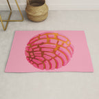 Pink concha bread mexican concha pan dulce mexican food lover Rug Gallery Image 1