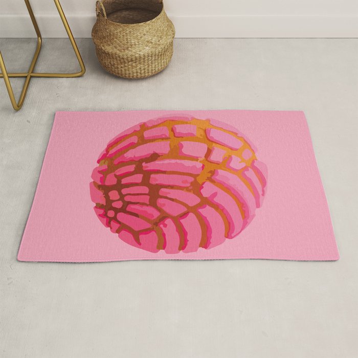 Pink concha bread mexican concha pan dulce mexican food lover Rug Gallery Image 1