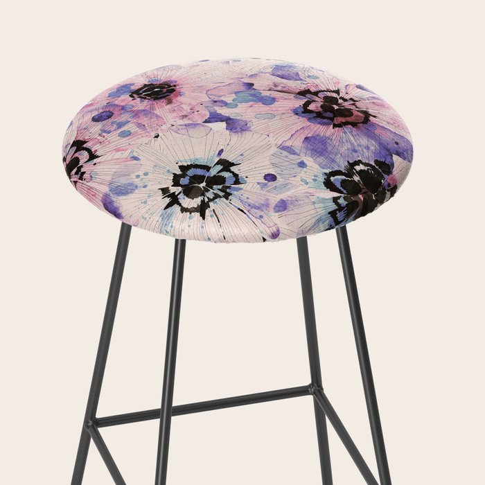 Abstract flowered paint modern Stool Gallery Image 2
