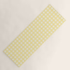 Gingham Check Plaid Pattern in Butter Yellow and White Yoga Mat Gallery Image 1