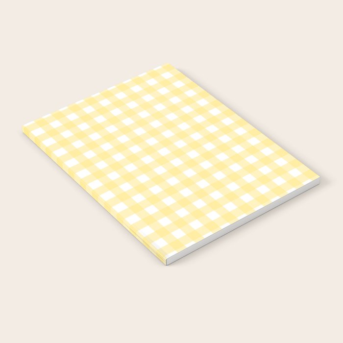 Gingham Check Plaid Pattern in Butter Yellow and White Notebook Gallery Image 1