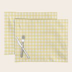 Gingham Check Plaid Pattern in Butter Yellow and White Placemat Gallery Image 1