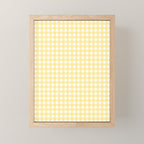 Gingham Check Plaid Pattern in Butter Yellow and White Mini Art Print Gallery Image 1