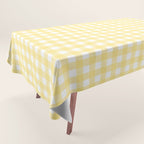 Gingham Check Plaid Pattern in Butter Yellow and White Tablecloth Gallery Image 1