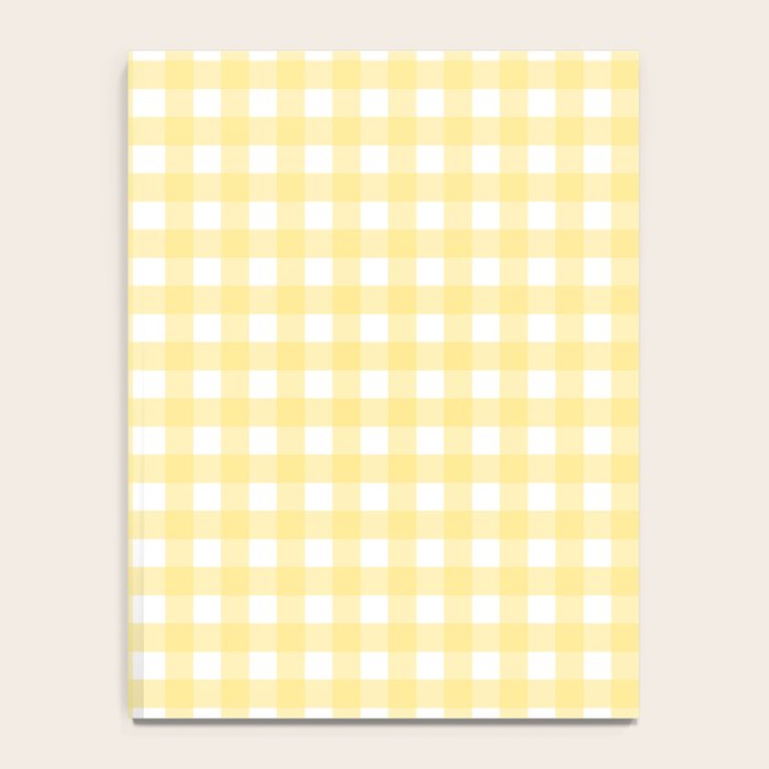 Gingham Check Plaid Pattern in Butter Yellow and White Notebook Gallery Image 4