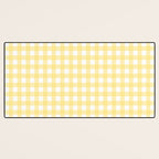 Gingham Check Plaid Pattern in Butter Yellow and White Desk Mat Gallery Image 3