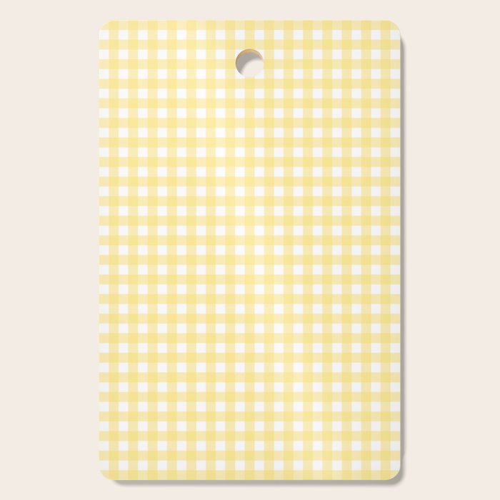 Gingham Check Plaid Pattern in Butter Yellow and White Cutting Board Gallery Image 1