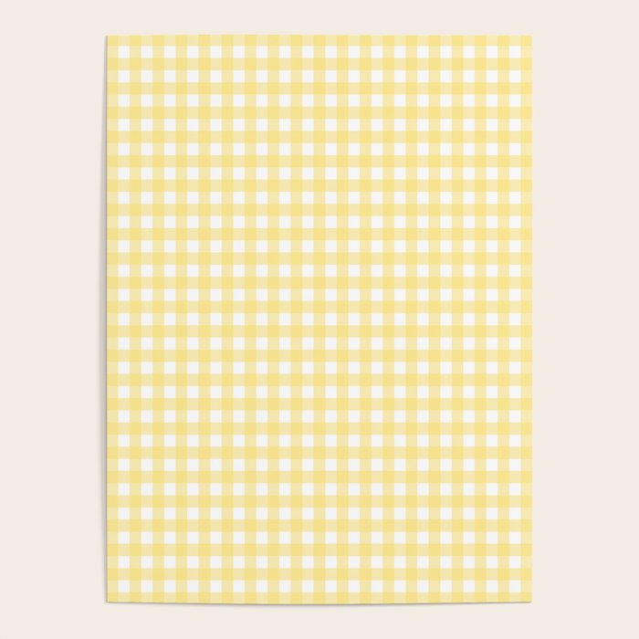 Gingham Check Plaid Pattern in Butter Yellow and White Poster Gallery Image 4
