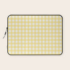 Gingham Check Plaid Pattern in Butter Yellow and White Laptop Sleeve Gallery Image 1