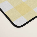 Gingham Check Plaid Pattern in Butter Yellow and White Desk Mat Gallery Image 4