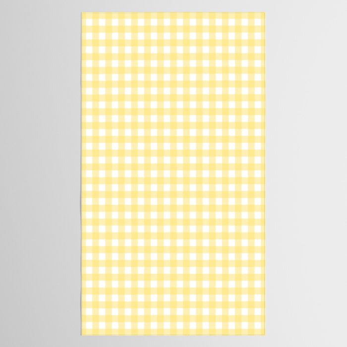 Gingham Check Plaid Pattern in Butter Yellow and White Tablecloth Gallery Image 2
