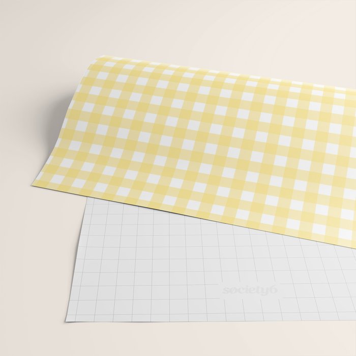 Gingham Check Plaid Pattern in Butter Yellow and White Wrapping Paper Gallery Image 2
