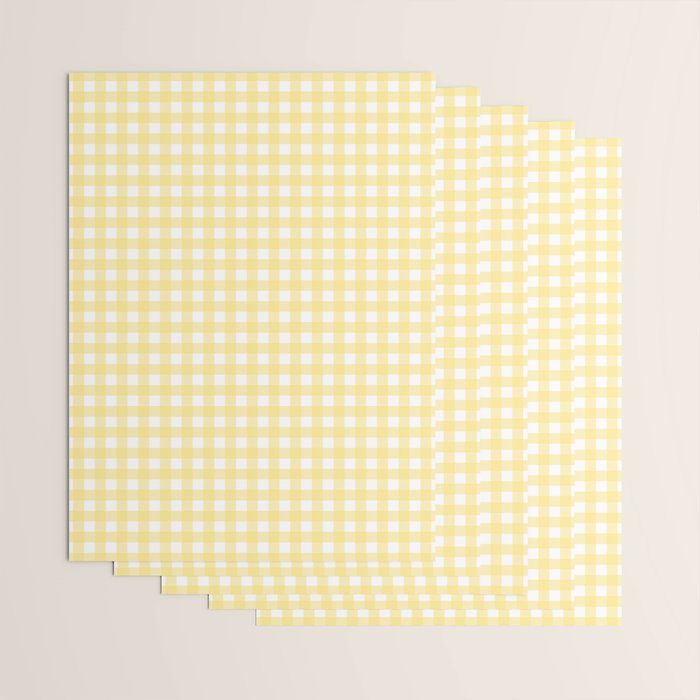 Gingham Check Plaid Pattern in Butter Yellow and White Wrapping Paper Gallery Image 3