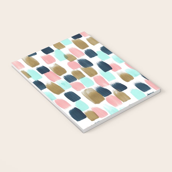Pink, Mint, Navy & Gold Abstract Print, Nursery Art, Little Girls Room Notebook Gallery Image 3