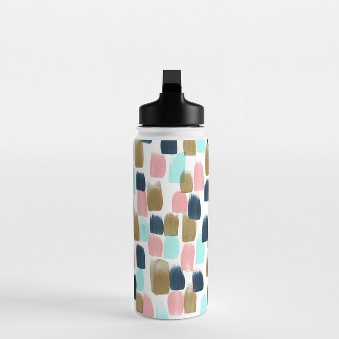 Pink, Mint, Navy & Gold Abstract Print, Nursery Art, Little Girls Room Water Bottle Gallery Image 3