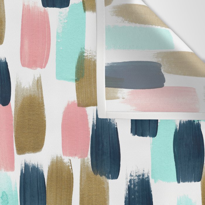 Pink, Mint, Navy & Gold Abstract Print, Nursery Art, Little Girls Room Wall Tapestry Gallery Image 3