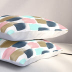 Pink, Mint, Navy & Gold Abstract Print, Nursery Art, Little Girls Room Pillow Sham Gallery Image 3