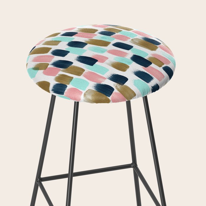Pink, Mint, Navy & Gold Abstract Print, Nursery Art, Little Girls Room Stool Gallery Image 2