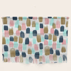 Pink, Mint, Navy & Gold Abstract Print, Nursery Art, Little Girls Room Wall Hanging Gallery Image 1