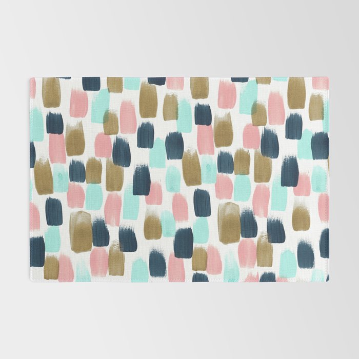 Pink, Mint, Navy & Gold Abstract Print, Nursery Art, Little Girls Room Rug Gallery Image 2