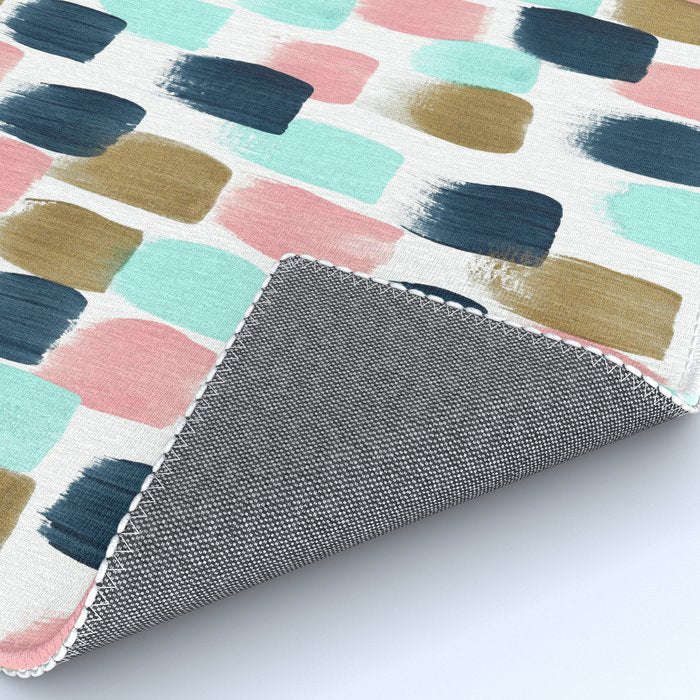 Pink, Mint, Navy & Gold Abstract Print, Nursery Art, Little Girls Room Rug Gallery Image 4