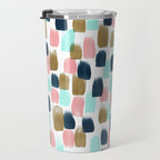 Pink, Mint, Navy & Gold Abstract Print, Nursery Art, Little Girls Room Travel Mug Gallery Image 3