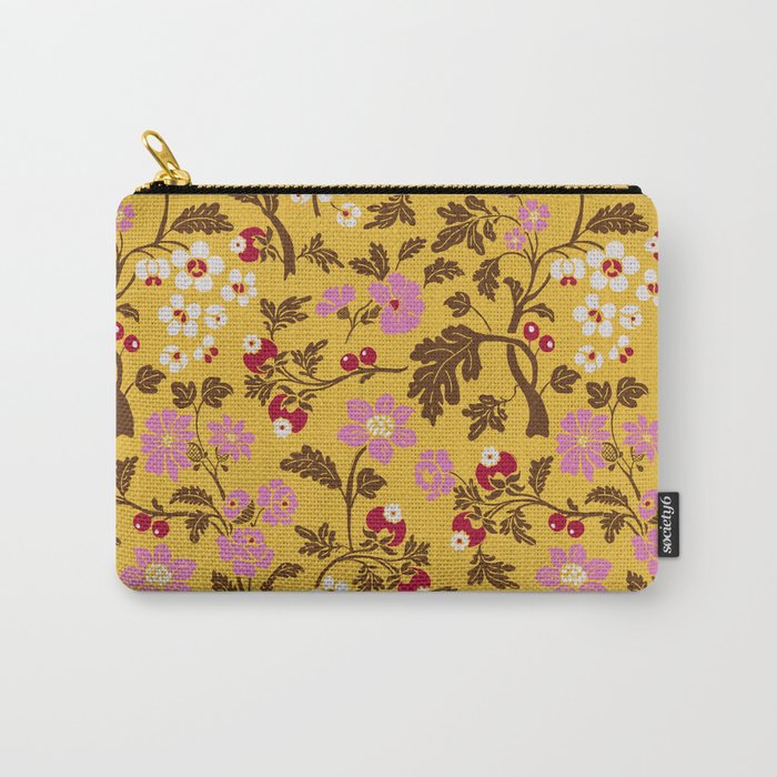 Chinoiserie Hand Drawn Florals On Yellow Carry All Pouch Gallery Image 1
