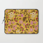 Chinoiserie Hand Drawn Florals On Yellow Laptop Sleeve Gallery Image 1