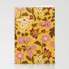 Chinoiserie Hand Drawn Florals On Yellow Stationery Card Gallery Image 2