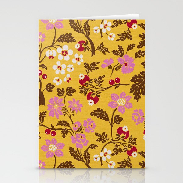 Chinoiserie Hand Drawn Florals On Yellow Stationery Card Gallery Image 2