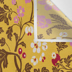 Chinoiserie Hand Drawn Florals On Yellow Wall Tapestry Gallery Image 3