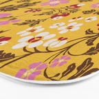 Chinoiserie Hand Drawn Florals On Yellow Bath Mat Gallery Image 3