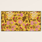 Chinoiserie Hand Drawn Florals On Yellow Desk Mat Gallery Image 3