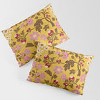 Chinoiserie Hand Drawn Florals On Yellow Pillow Sham Gallery Image 3