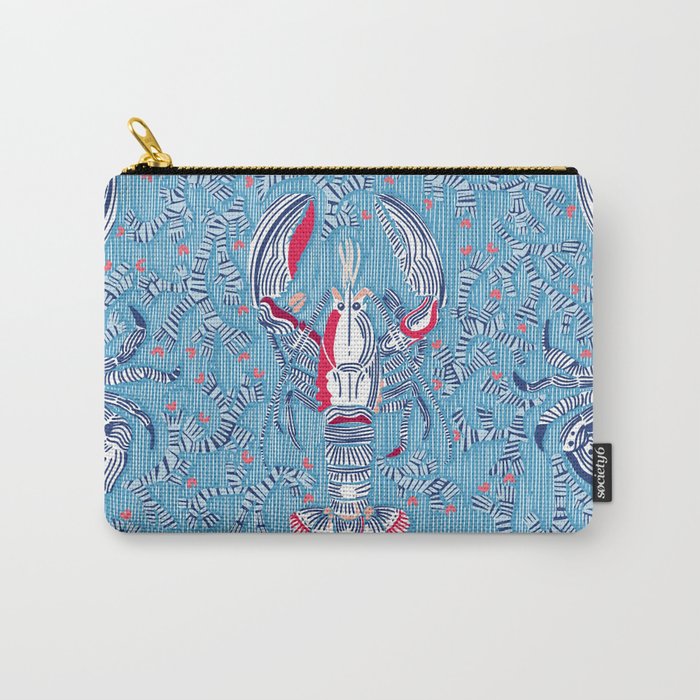 Lobster and crab coastal nostalgia summer blue Carry All Pouch Gallery Image 1
