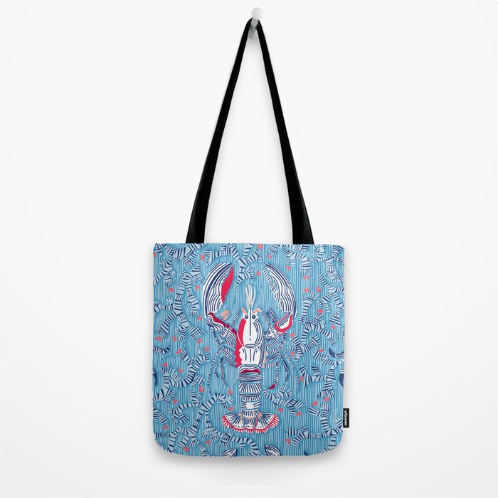Lobster and crab coastal nostalgia summer blue Tote Bag Gallery Image 2