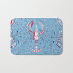 Lobster and crab coastal nostalgia summer blue Bath Mat Gallery Image 1