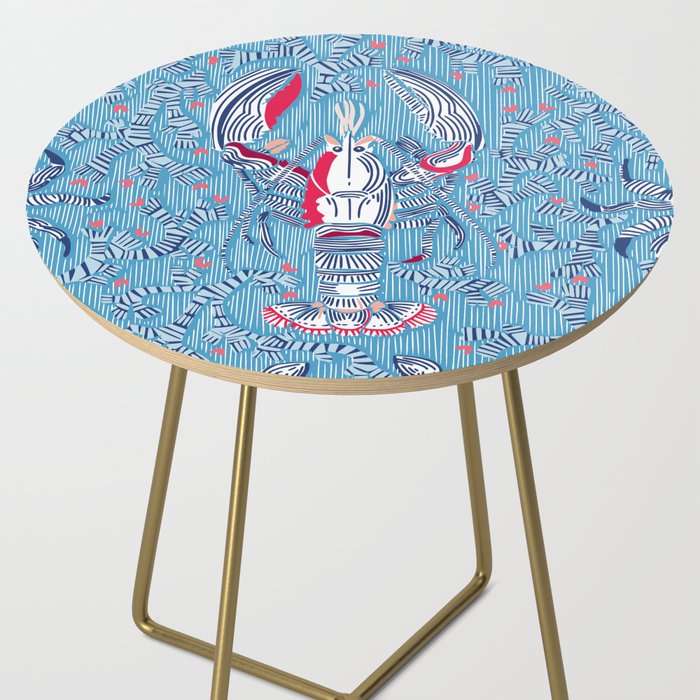Lobster and crab coastal nostalgia summer blue Side Table Gallery Image 2