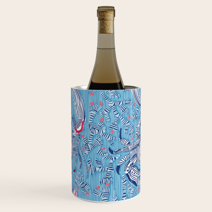 Lobster and crab coastal nostalgia summer blue Wine Chiller Gallery Image 3