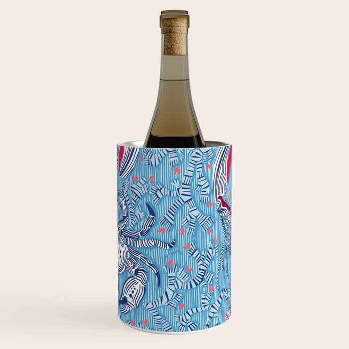 Lobster and crab coastal nostalgia summer blue Wine Chiller Gallery Image 2
