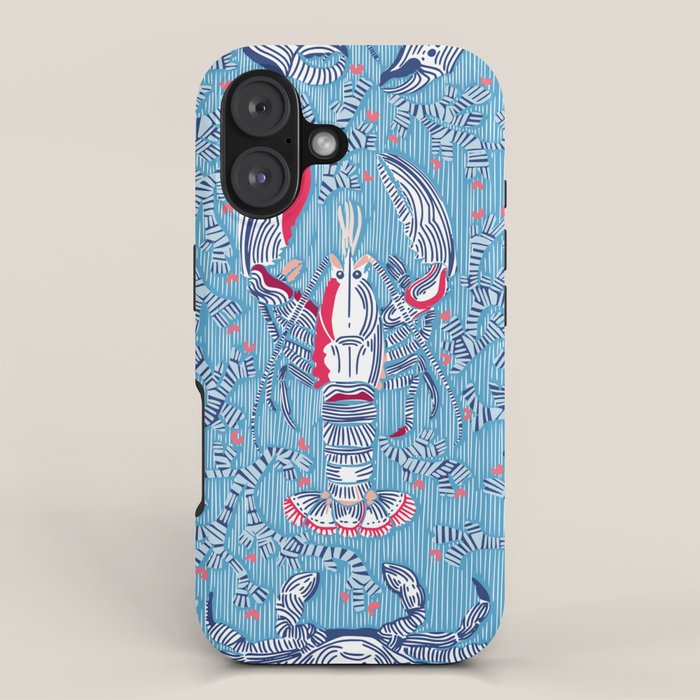 Lobster and crab coastal nostalgia summer blue iPhone Case Gallery Image 1