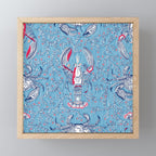 Lobster and crab coastal nostalgia summer blue Mini Art Print Gallery Image 1