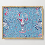 Lobster and crab coastal nostalgia summer blue Serving Tray Gallery Image 1