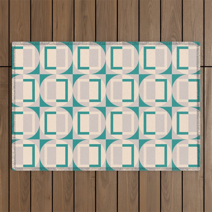 Mid Century Modern Geometric Fusion Outdoor Rug Gallery Image 1