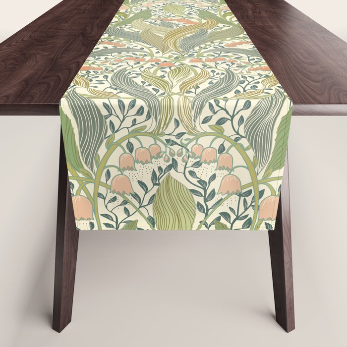William Morris style lily of the valley light Table Runner Gallery Image 1